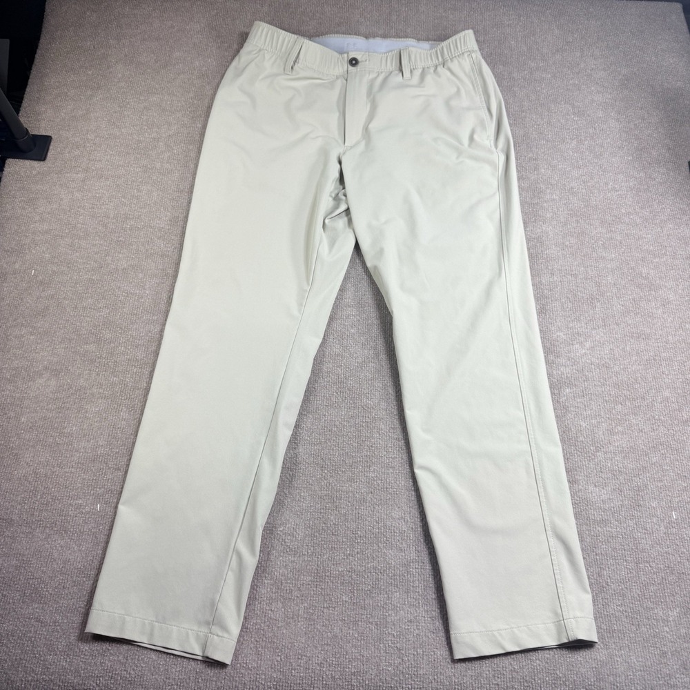 Under Armour Khaki Tapered Pants Mens 36x30 Golf Performance‎ Stretch 1377301